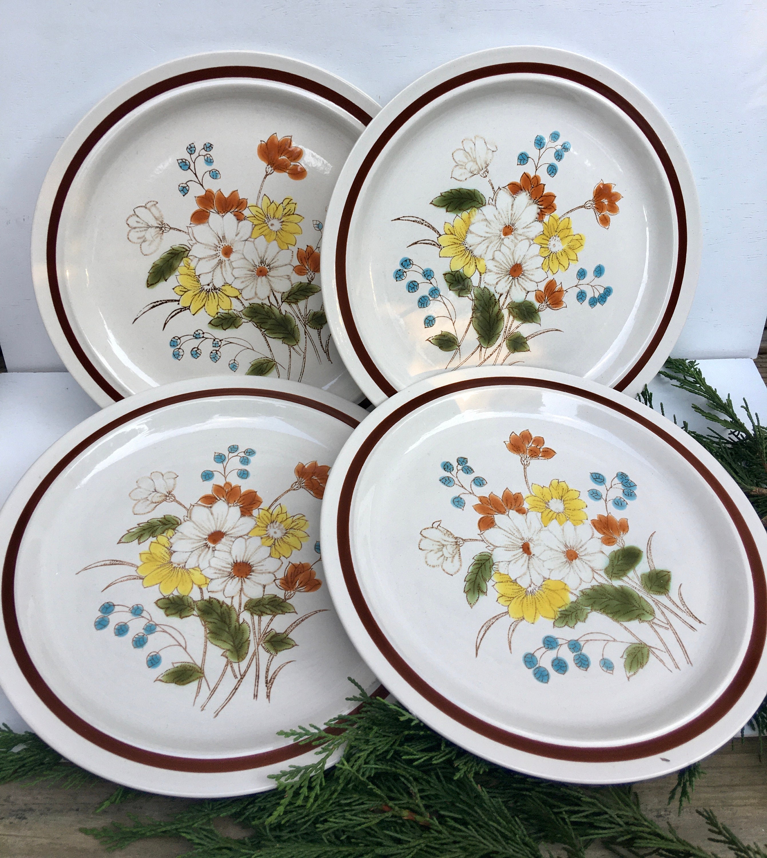1970s Stoneware Plates Set: Four Seasons Early Summer Floral - Etsy