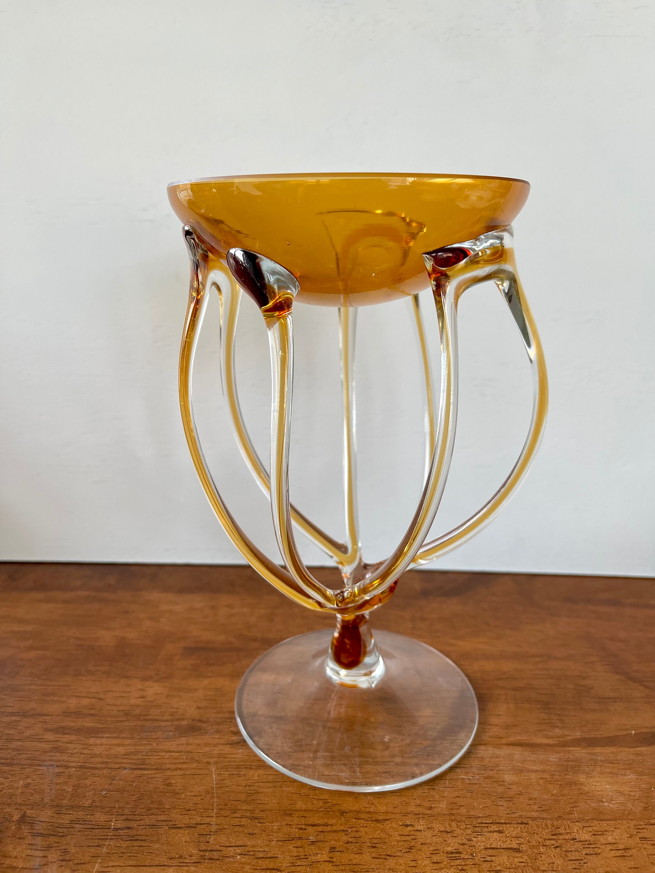 Handblown Josefina Krosno Poland Yellow Colored Octopus Jellyfish