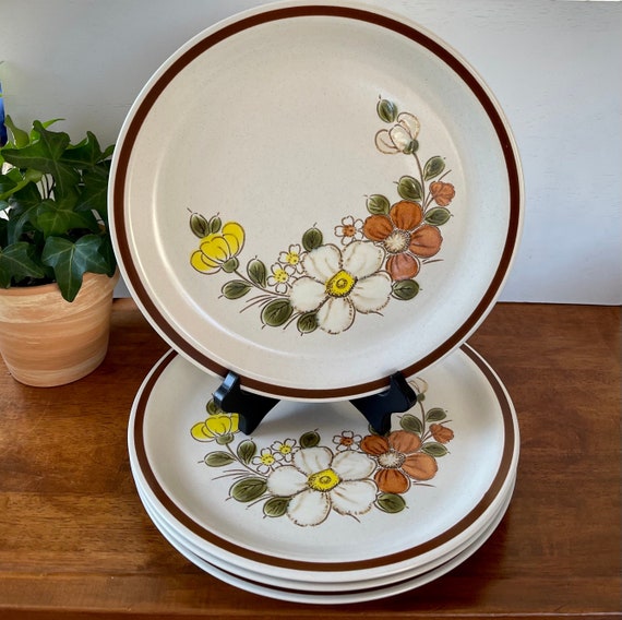 1970s Woodhaven Stoneware Dinner Plates: Sunny Brook Floral Set - Etsy