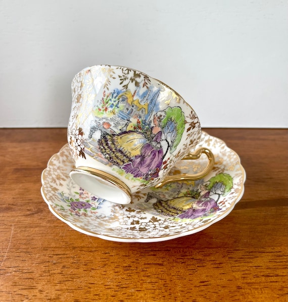 LS England Bone China Tea Cup and Saucer: Crinoline Lavender Lady