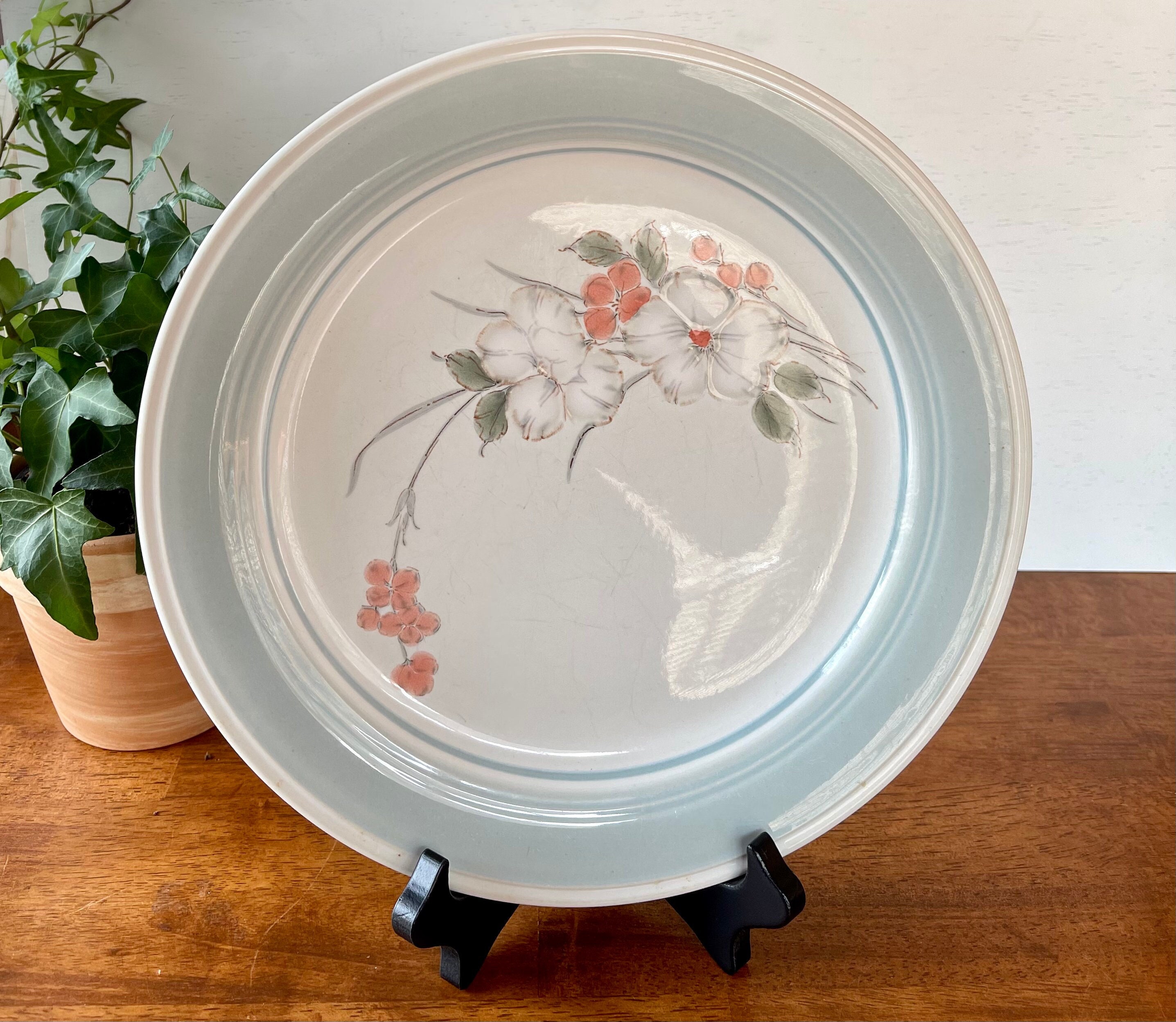 Vintage Riverside Stoneware Dinner Plates - Floral Impressions