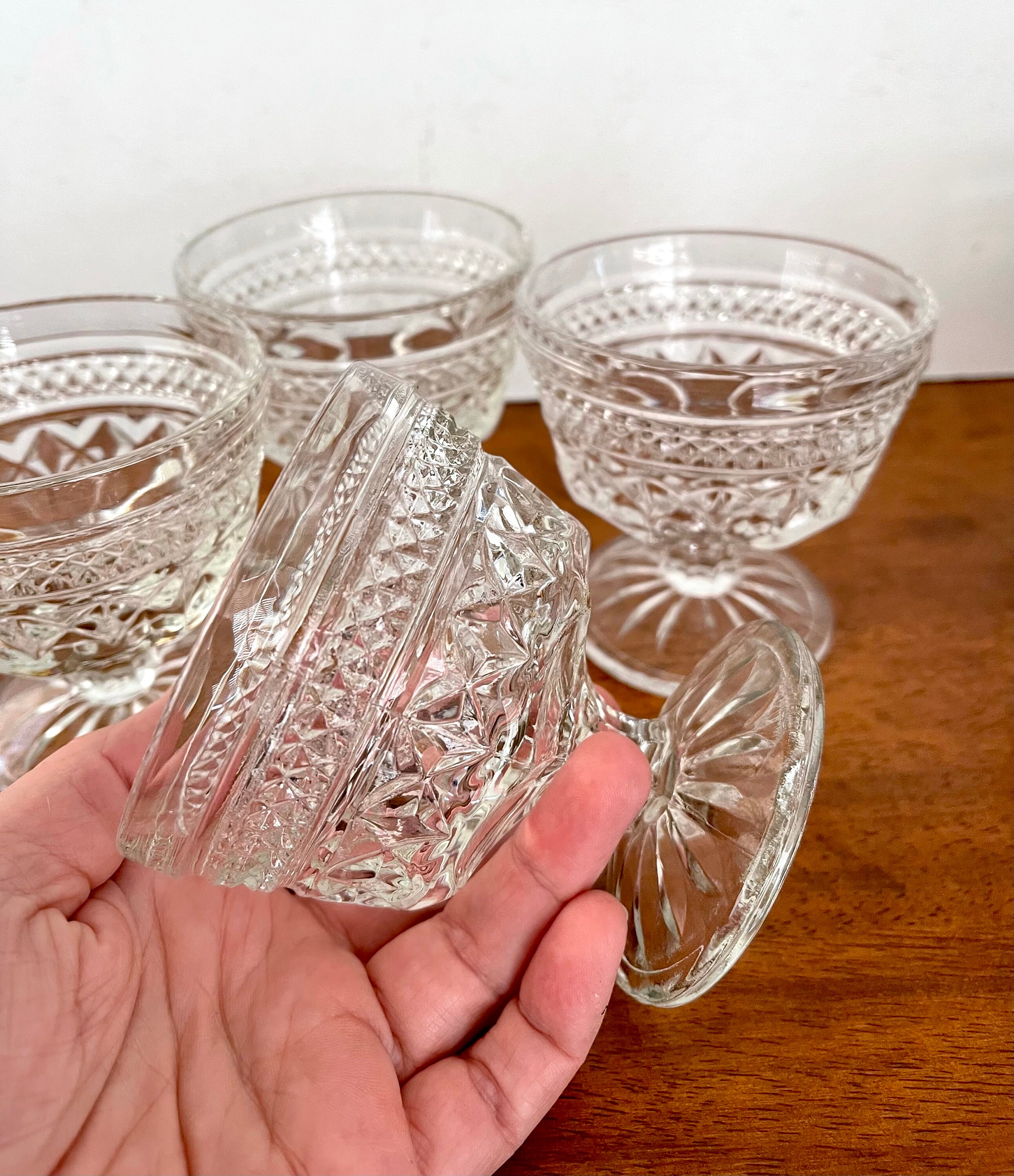 Vintage Wexford Diamond Pattern Glassware: Set of 4 Cocktail Dessert ...