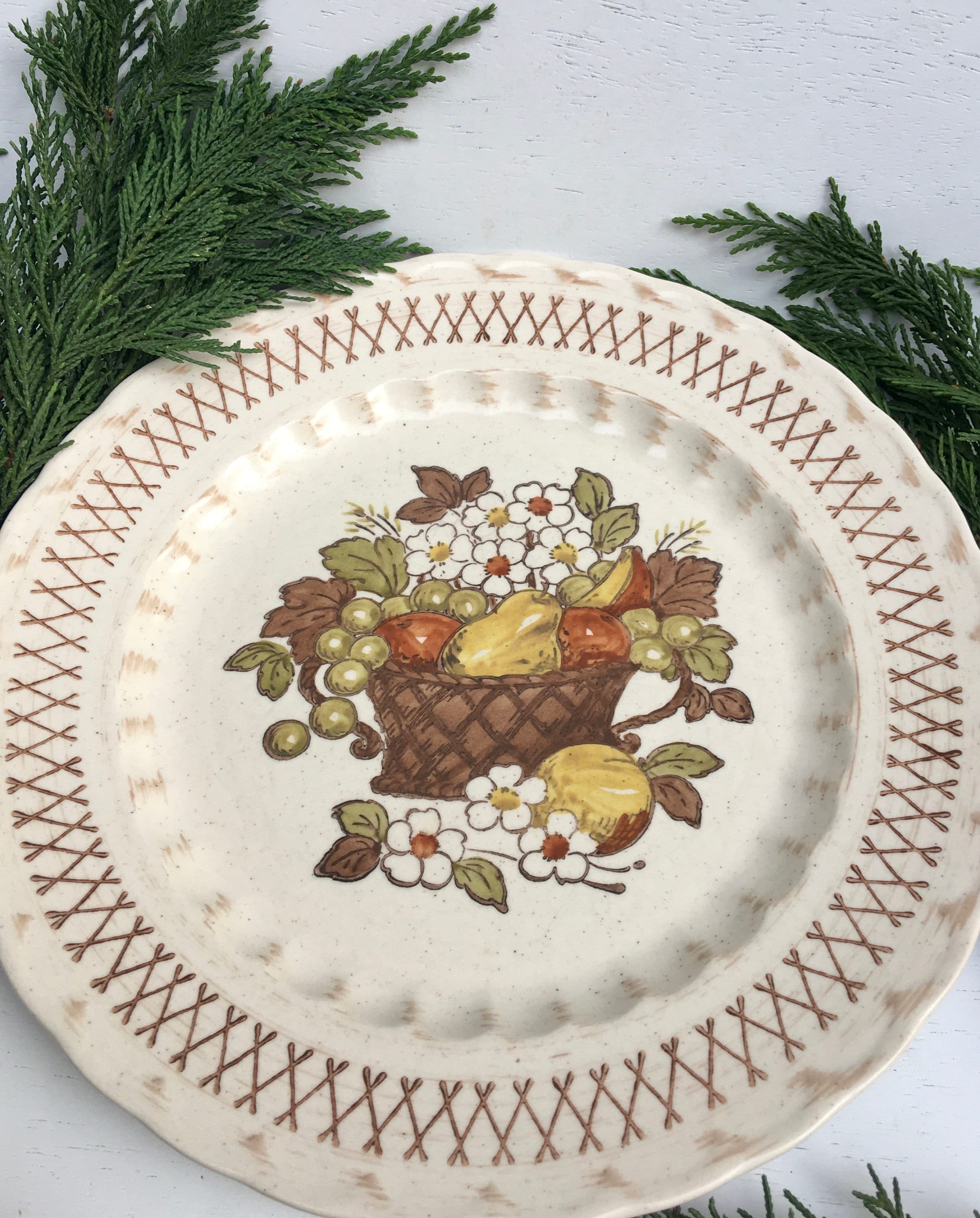 Metlox Poppytrail Vernon Ware Fruit Basket Dinner Plate - Vintage