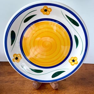 Vintage Dinner Plate ROMA Inc. New York, Handpainted in Italy, Yellow Flowers