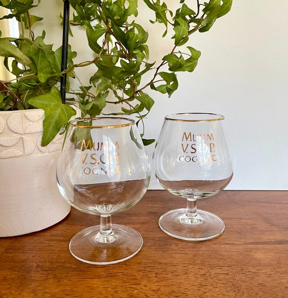 MUMM VSOP Cognac Brandy Snifter Glasses With Gold Rim 4-3/8