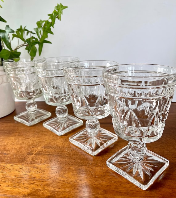 4 Colony Park Lane Clear Glass Wine Glasses/water Goblets Set of Four - Etsy