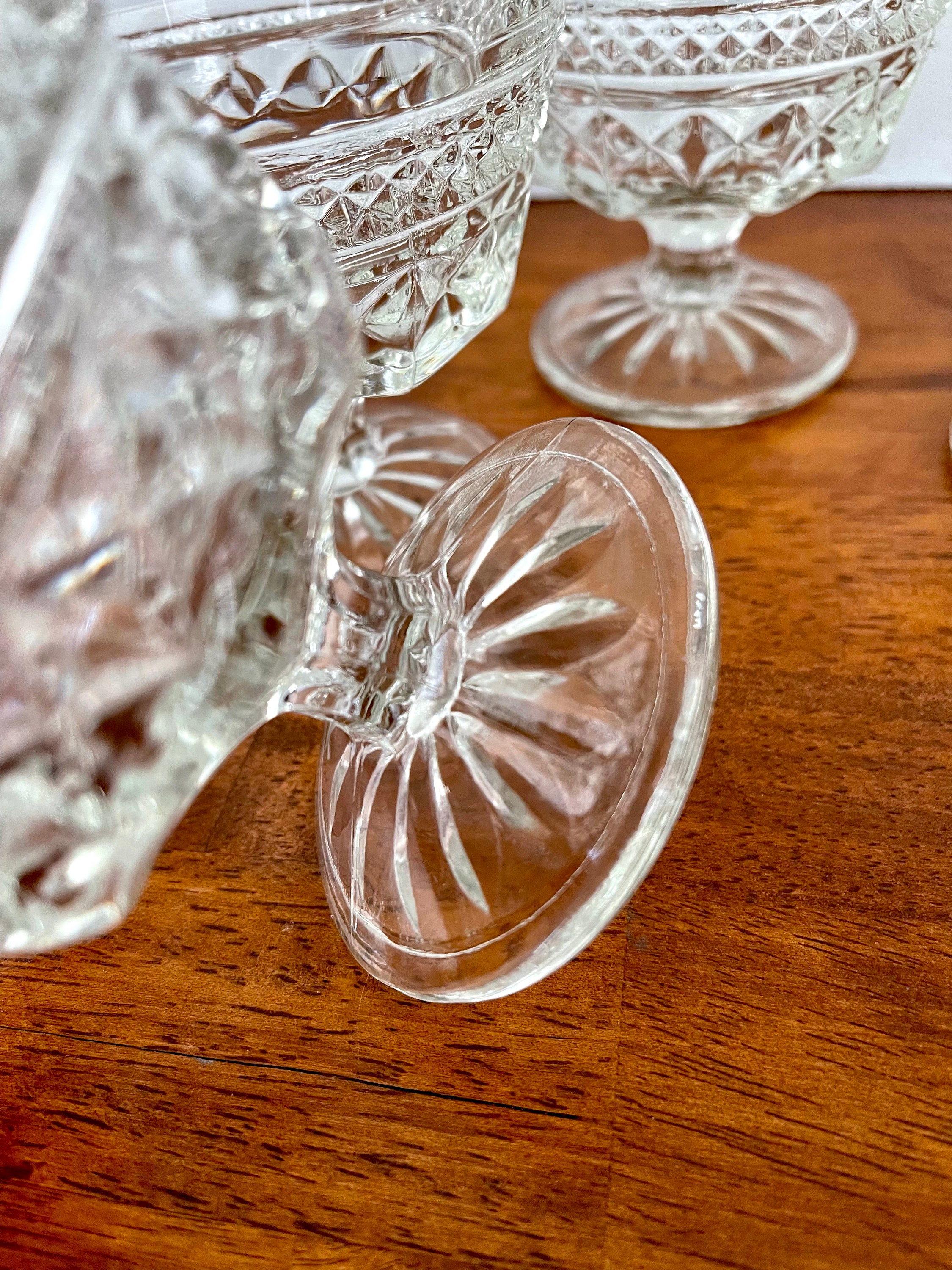 Vintage Wexford Diamond Pattern Glassware: Set of 4 Cocktail Dessert ...