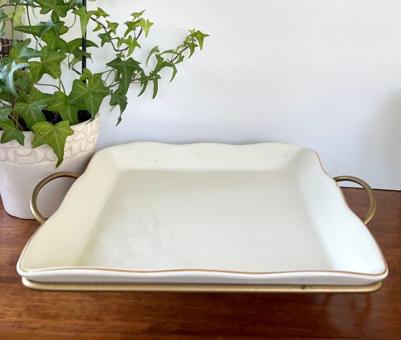 Vintage Alco Industries Serving Plate With Gold Trim Gold tone