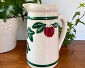 Vintage Apple and Ivy Pitcher - Crock Shop Pottery Santa Ana Ca Red Apple and Ivy Hand Painted Creamer Pitcher - Stoneware Pitcher
