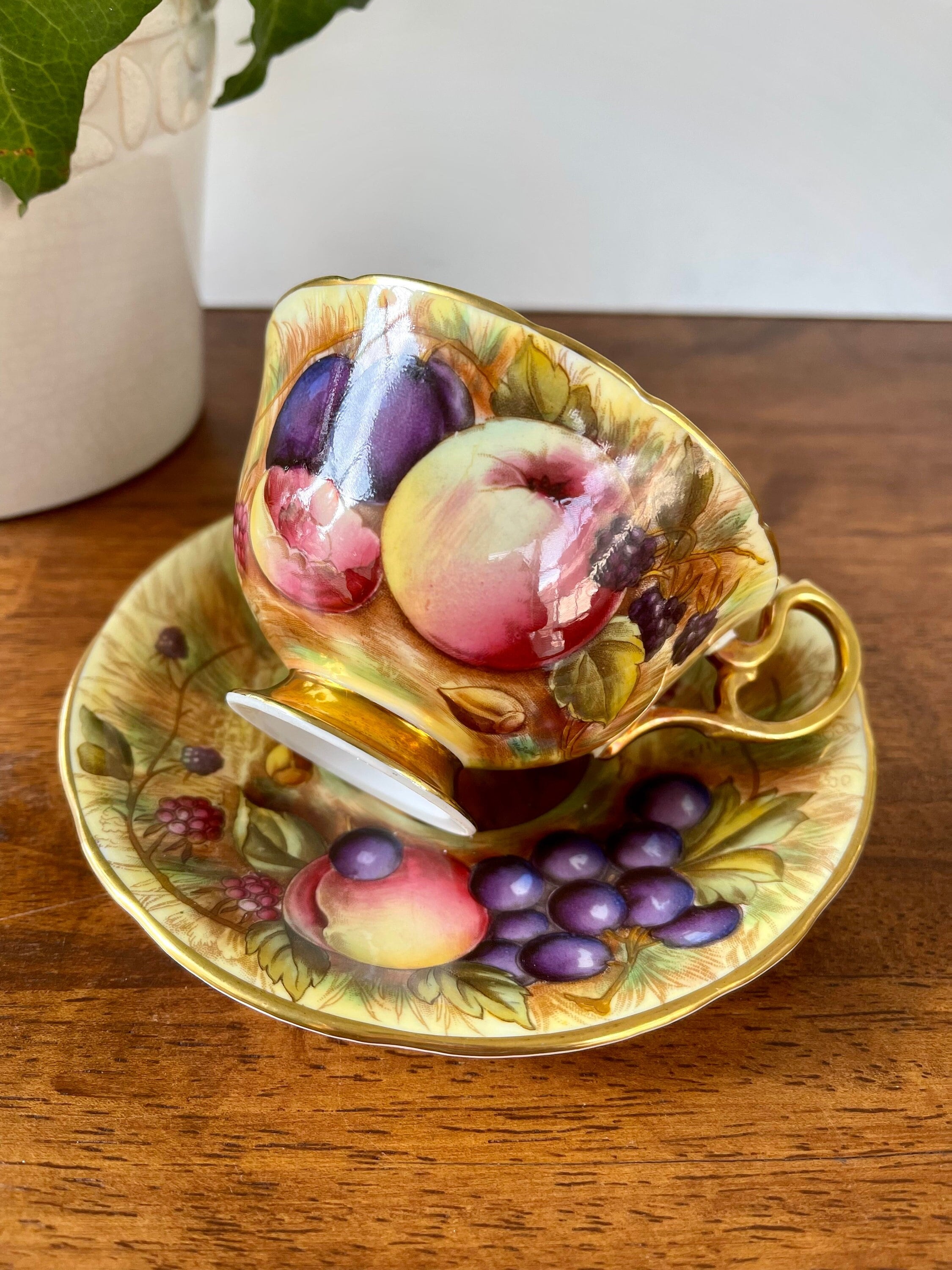 Aynsley Gold Orchard Teacup and Saucer N. Burnt - Etsy