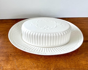 Mikasa Italian Countryside 1/4 Pound Butter Dish, Has Discoloration please check photos