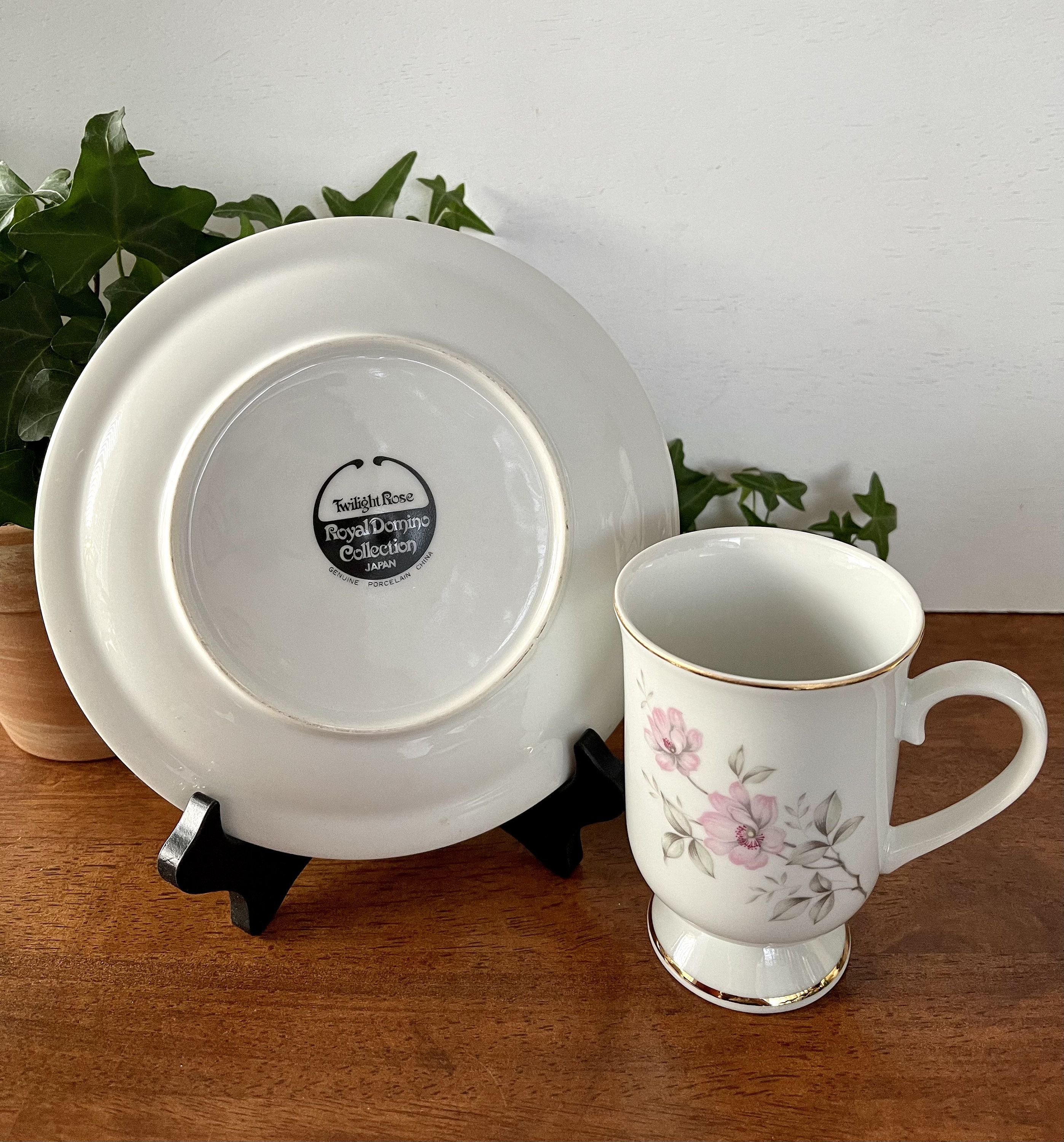 Royal Domino Twilight Rose Pedestal Cup and Plate Set - Etsy
