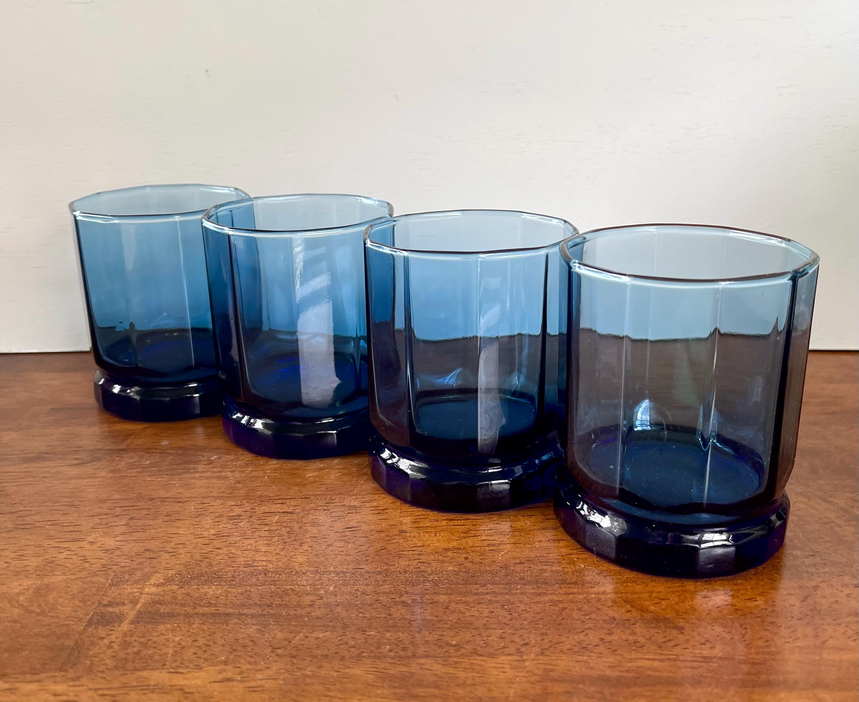 Vintage Anchor Hocking Essex Blue Whiskey Glasses - Set of 4 - Etsy