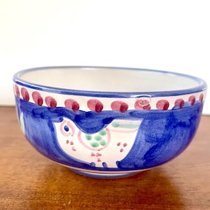 VIETRI Campagna Chicken (Blue Border, Red Dots) Soup/Cereal Bowl 5 1/4” Made in Italy