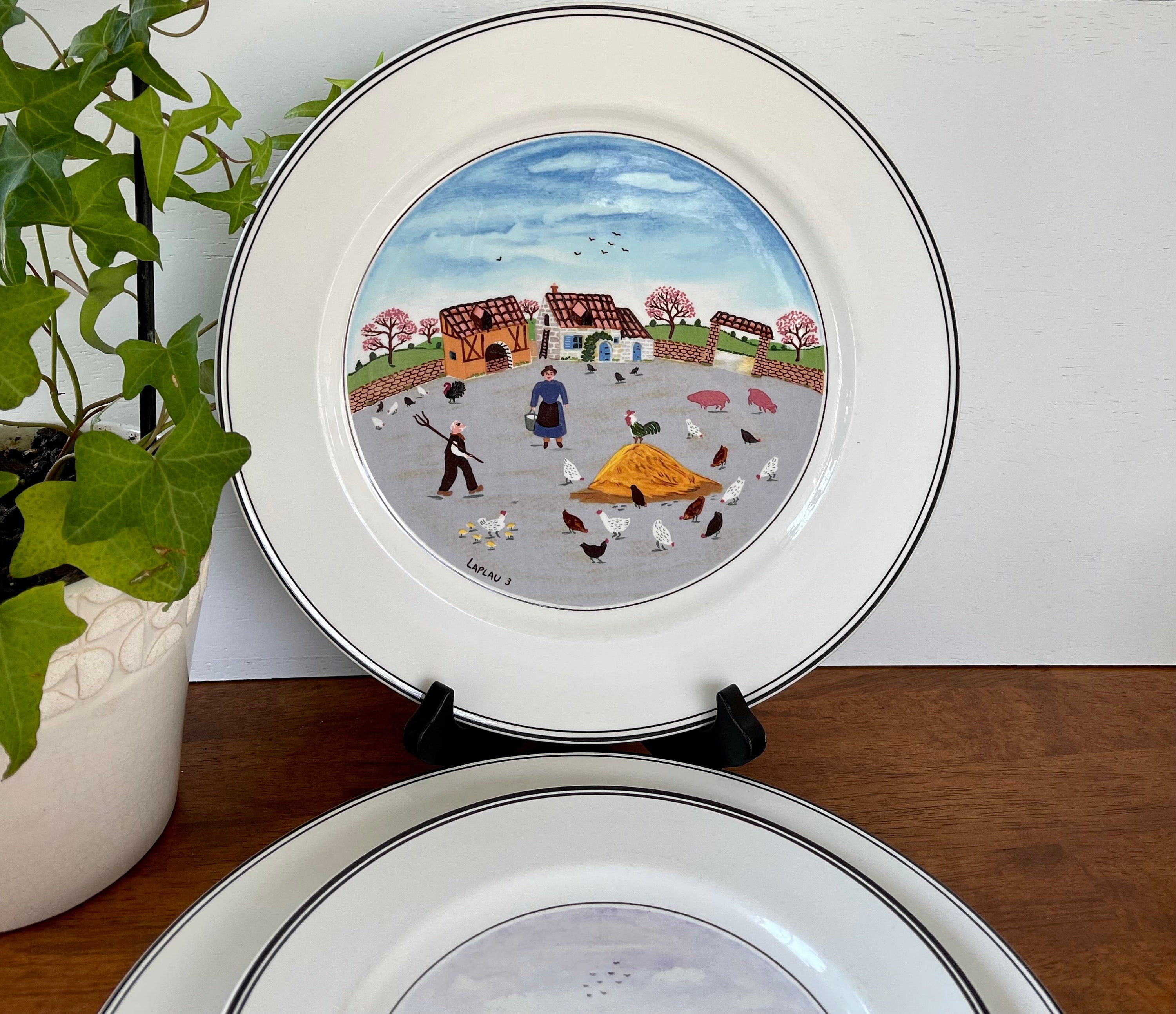 Vintage Villeroy Boch Design Naif Plates: Folk Art Dinner & Salad