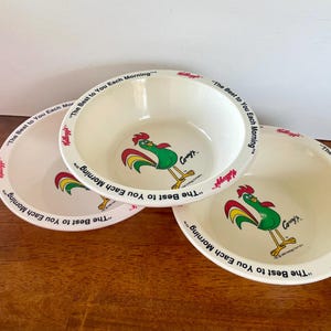 Vintage 1995 Kellogg&#39;s Cereal Bowl Set: Corny Cornelius Rooster