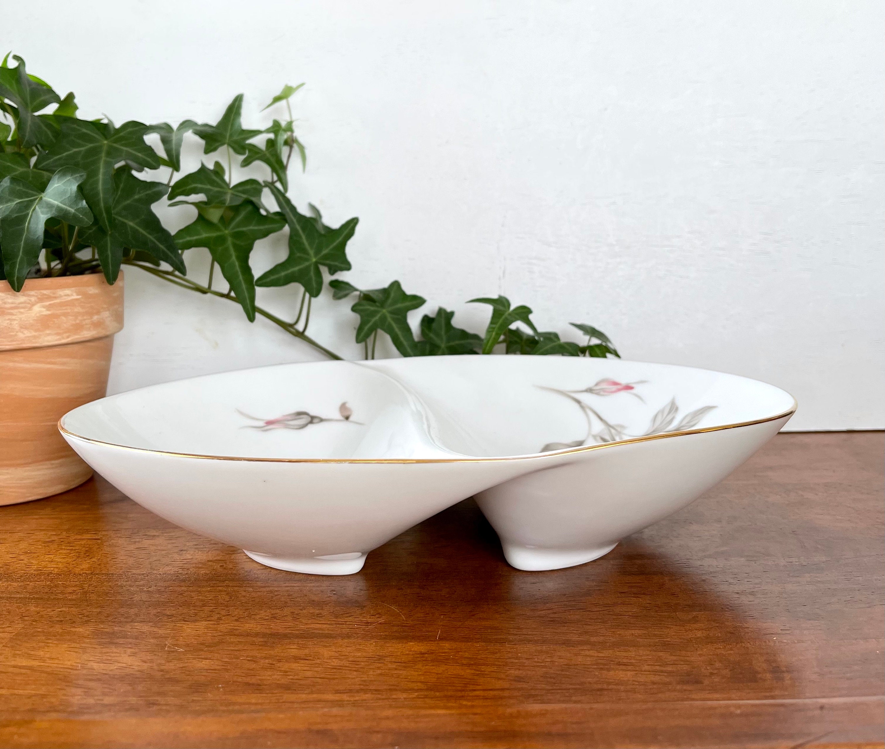 Sango Vegetable Serving Oval Bowl Vintage Divided Serving Etsy