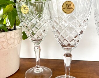 Vintage Cristal De Flandre Wine Glasses: Dauphine Pattern