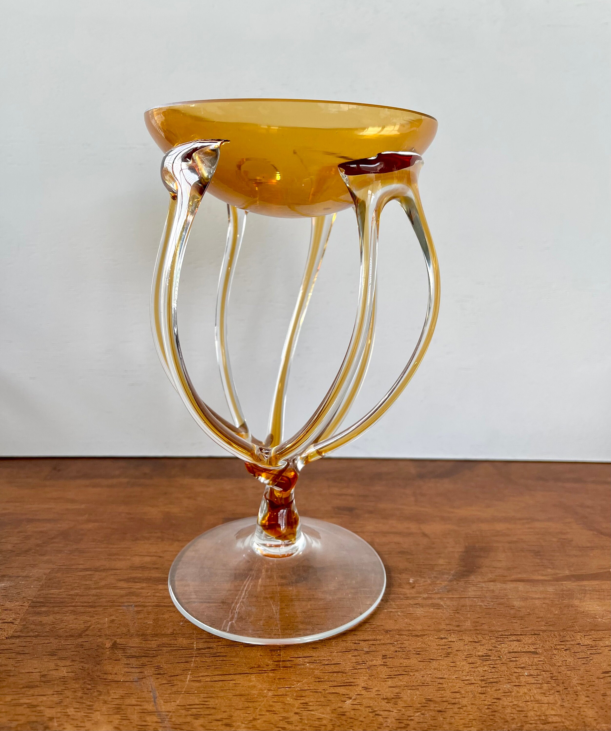 Handblown Josefina Krosno Poland Yellow Colored Octopus Jellyfish