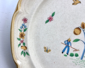 Vintage Heartland Stoneware Salad Plates - Farmhouse Kitchen Decor
