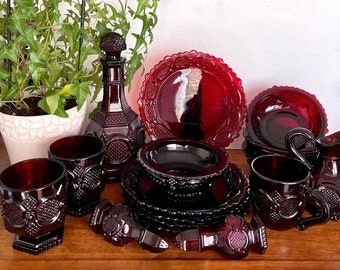 Vintage  Avon Cape Cod 1876 Ruby Red Glass Collection SOLD SEPARATELY