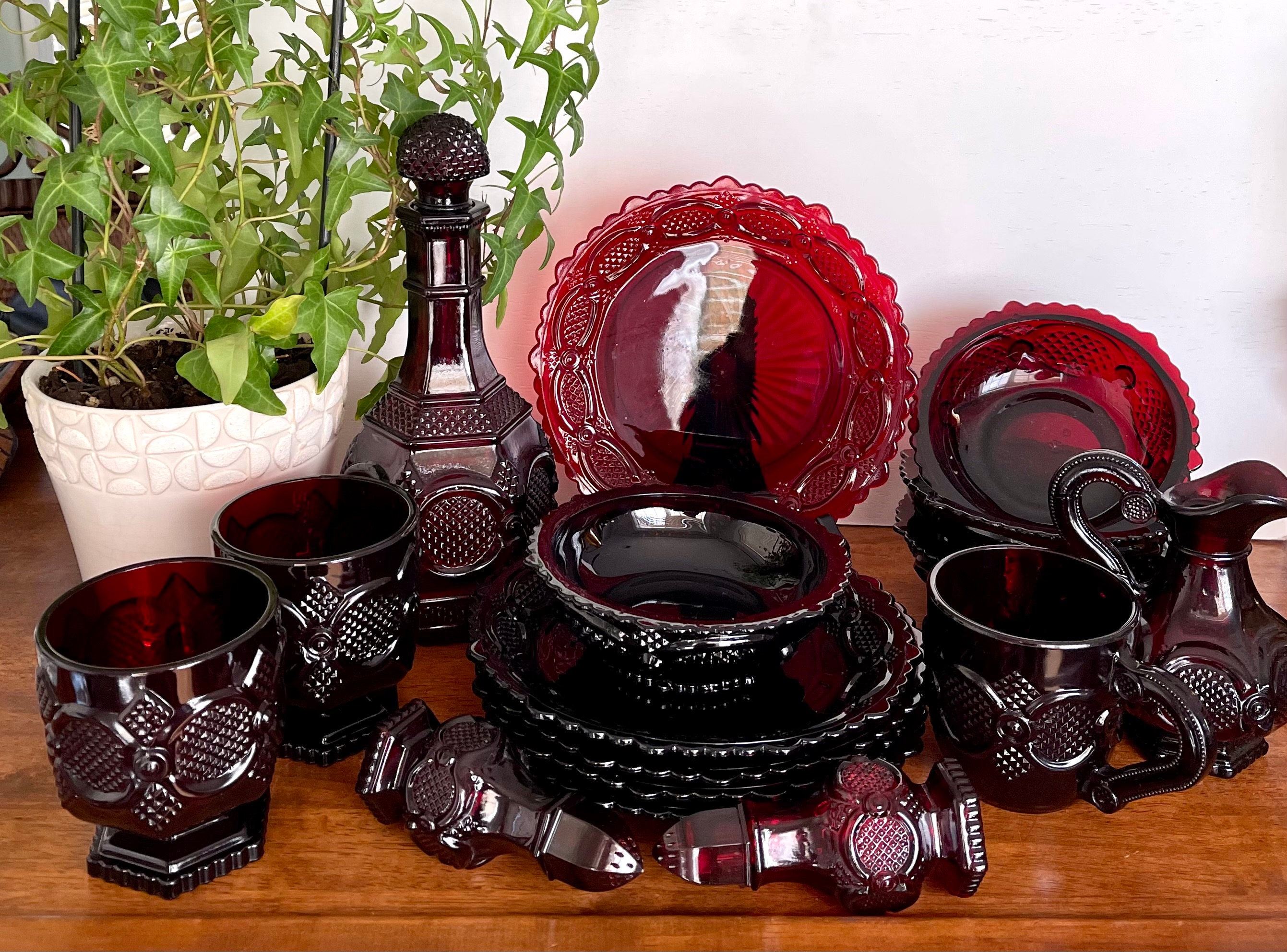 Avon 1876 Red Glass - Etsy
