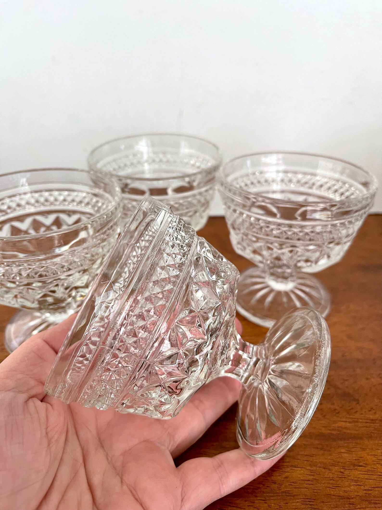 Vintage Wexford Diamond Pattern Glassware: Set of 4 Cocktail Dessert ...