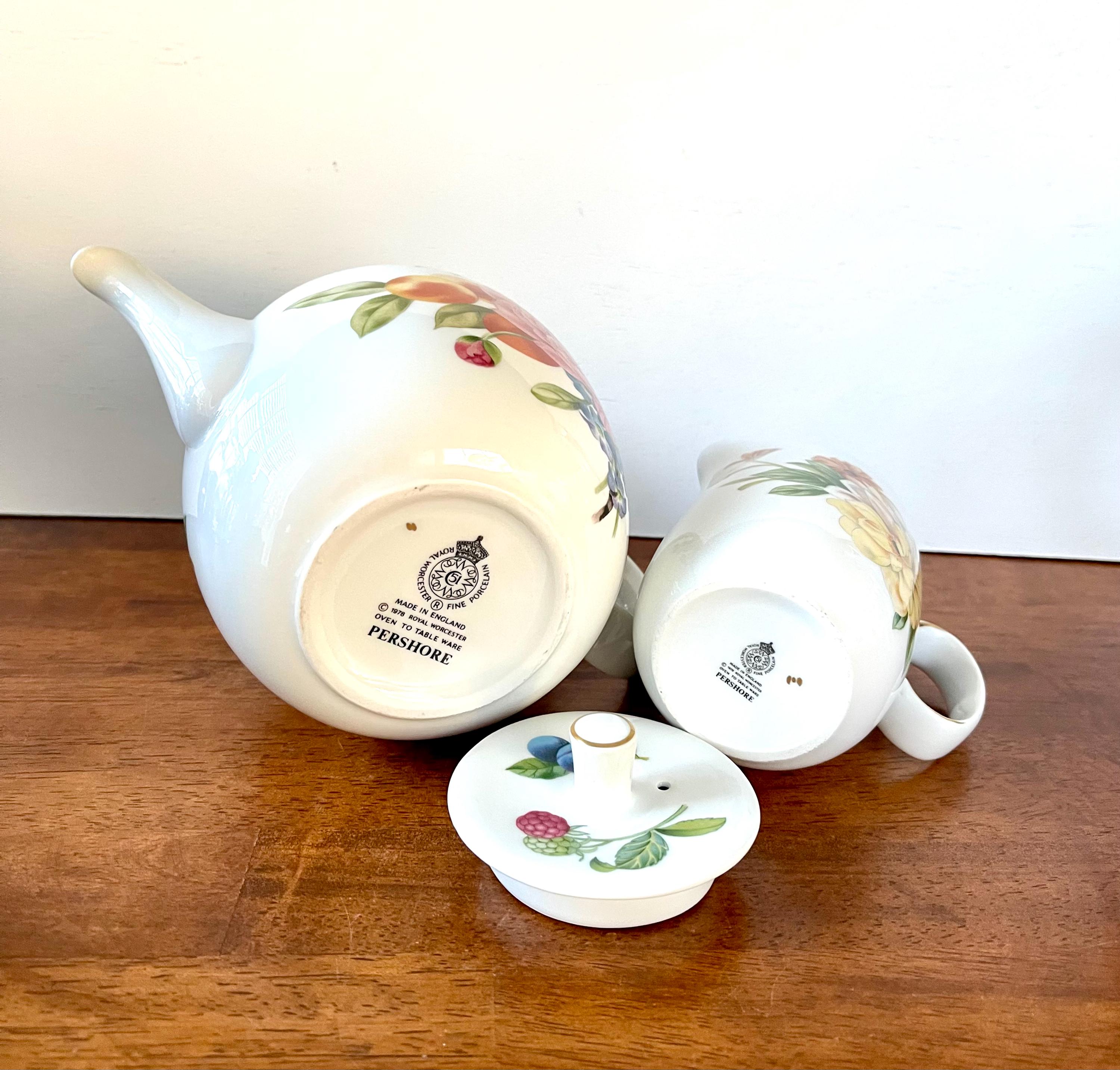Royal Worcester Pershore Teapot and Creamer Made in England