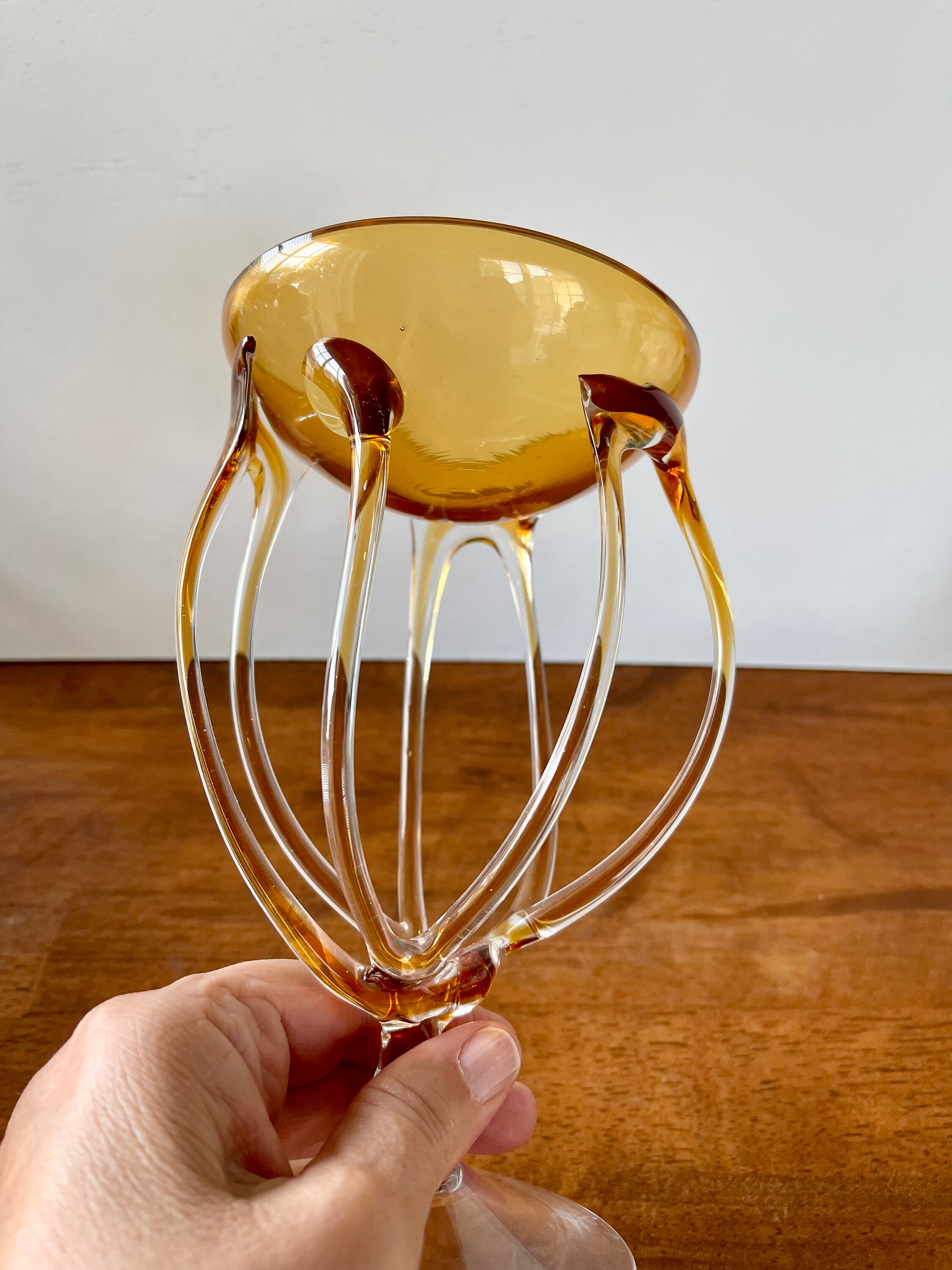 Handblown Josefina Krosno Poland Yellow Colored Octopus Jellyfish