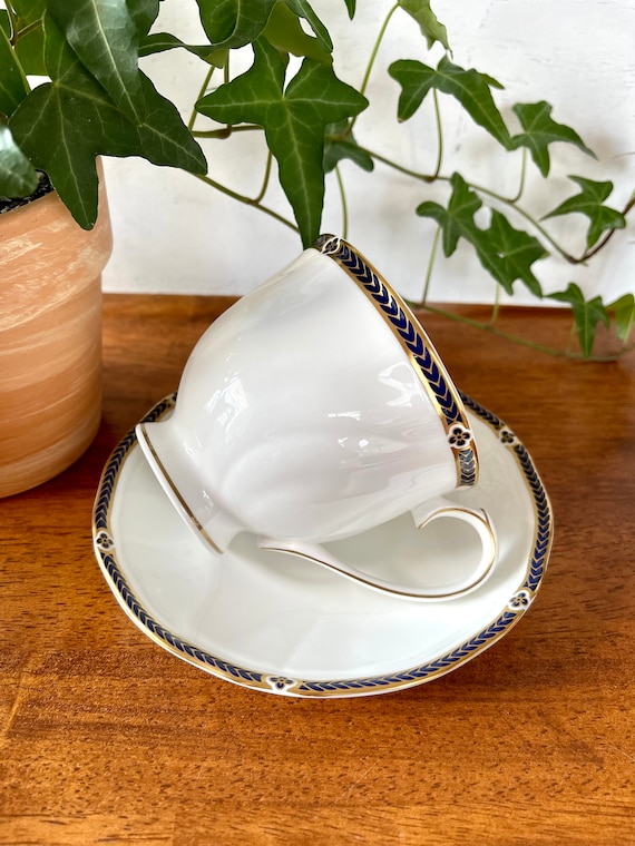 Vintage Wedgwood Royal Lapis Bone China Tea Cup & Saucer - Made in