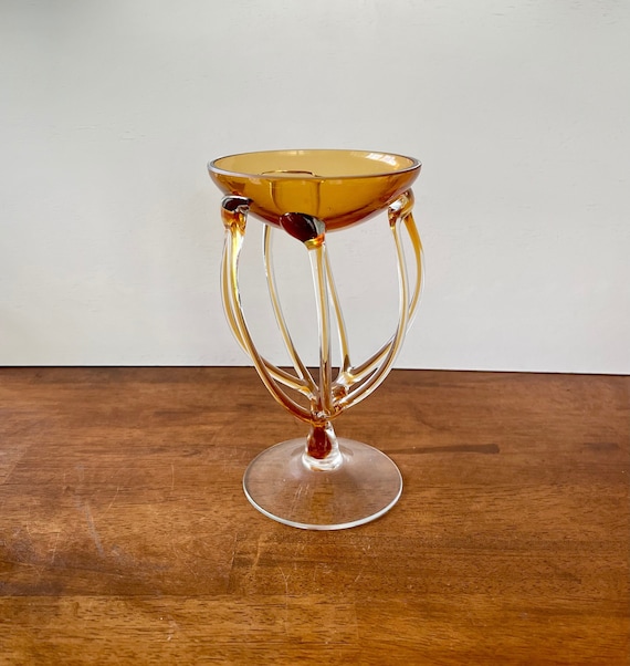 Handblown Josefina Krosno Poland Yellow Colored Octopus Jellyfish