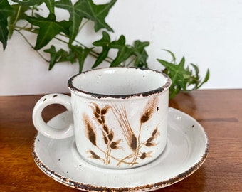 Vintage Midwinter Stonehenge Cup and Saucer: Wild Oats Stoneware