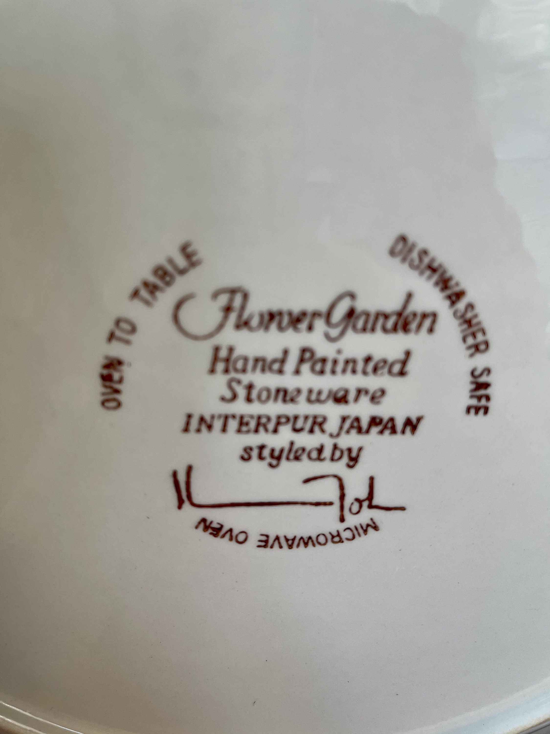 4 Interpur Flower Garden Dinner Stoneware Plates - Vintage