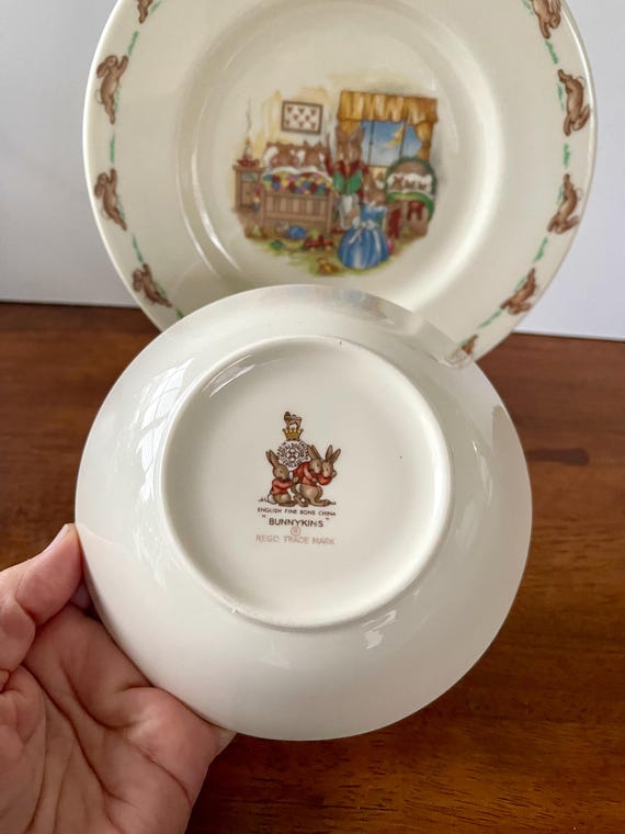 Royal Doulton Bunnykins Bone China Children Set Plate and Bowl Vintage  Child Set