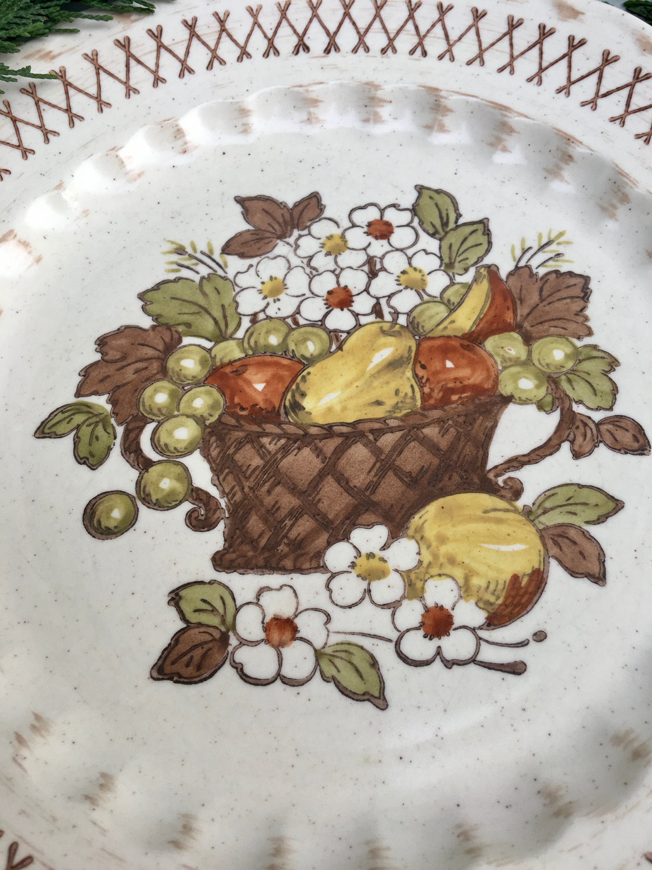 Metlox Poppytrail Vernon Ware Fruit Basket Dinner Plate - Vintage