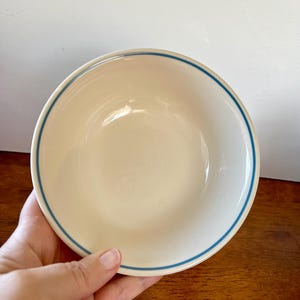 Vintage Corelle County Violets Bowls: Set of 4, Blue Band (6 1/4&quot;)