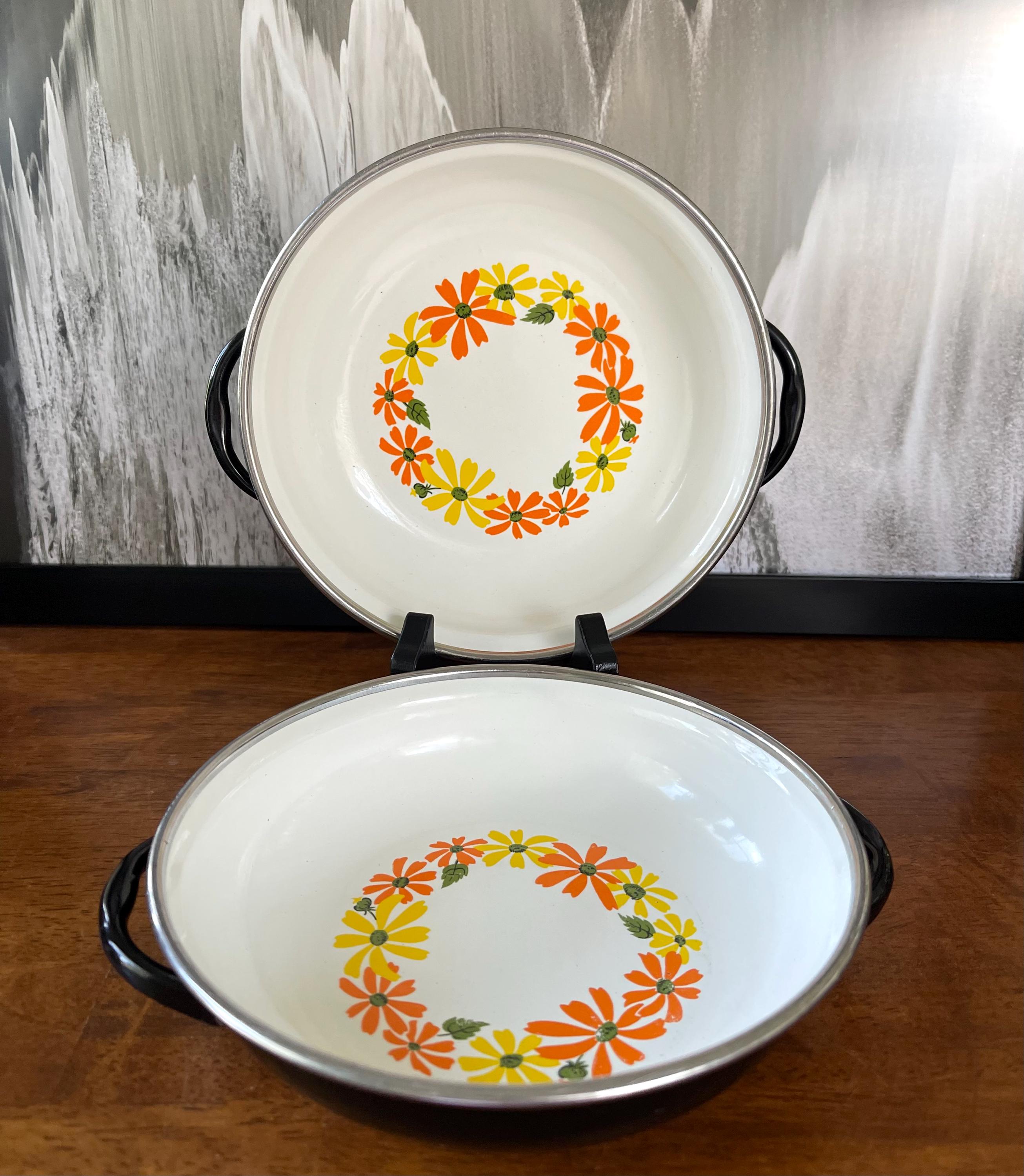 Vintage Ekco Enamel Cookware Set: Country Garden Floral Pans - Etsy