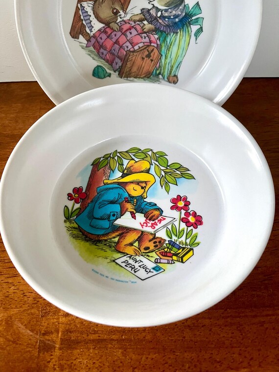 Vintage Paddington Bear Bowl 1981 and Oneida Deluxe Rabbit Bunny