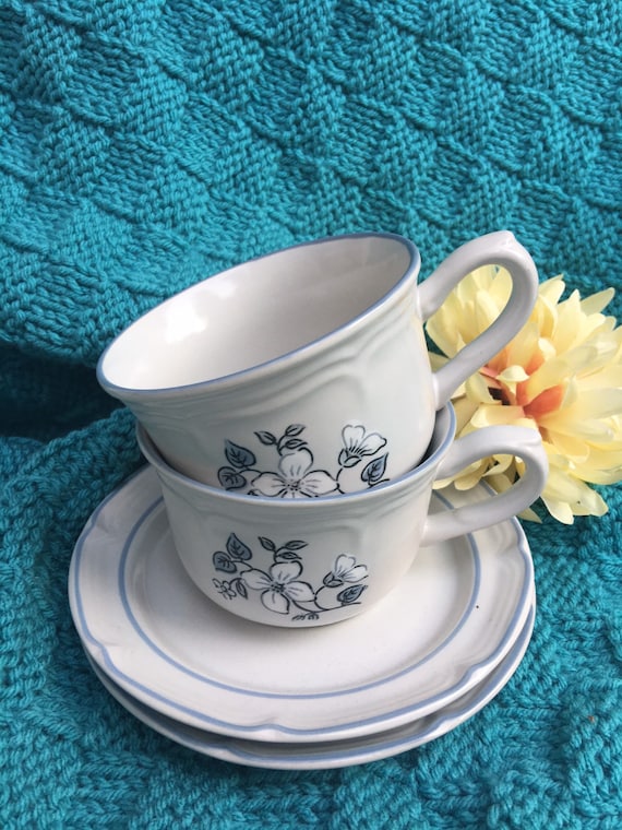 Vintage Stoneware Covington Avondale Collection Cup and Saucer Set of 6