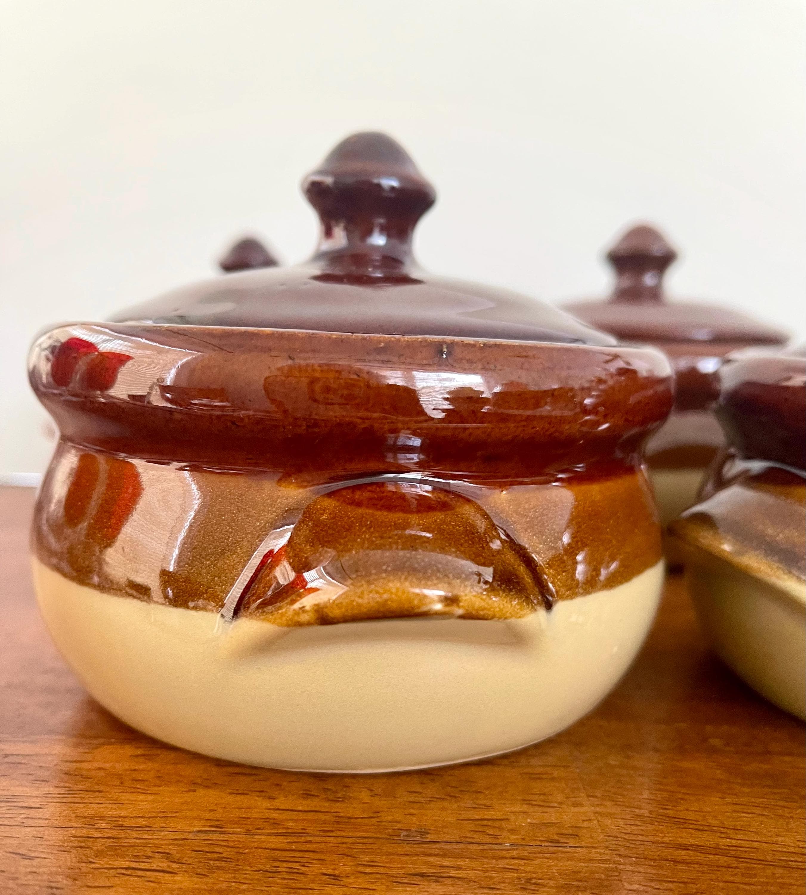 Vintage Glazed Stoneware French Onion Soup Bowls - Set of 4 - Etsy
