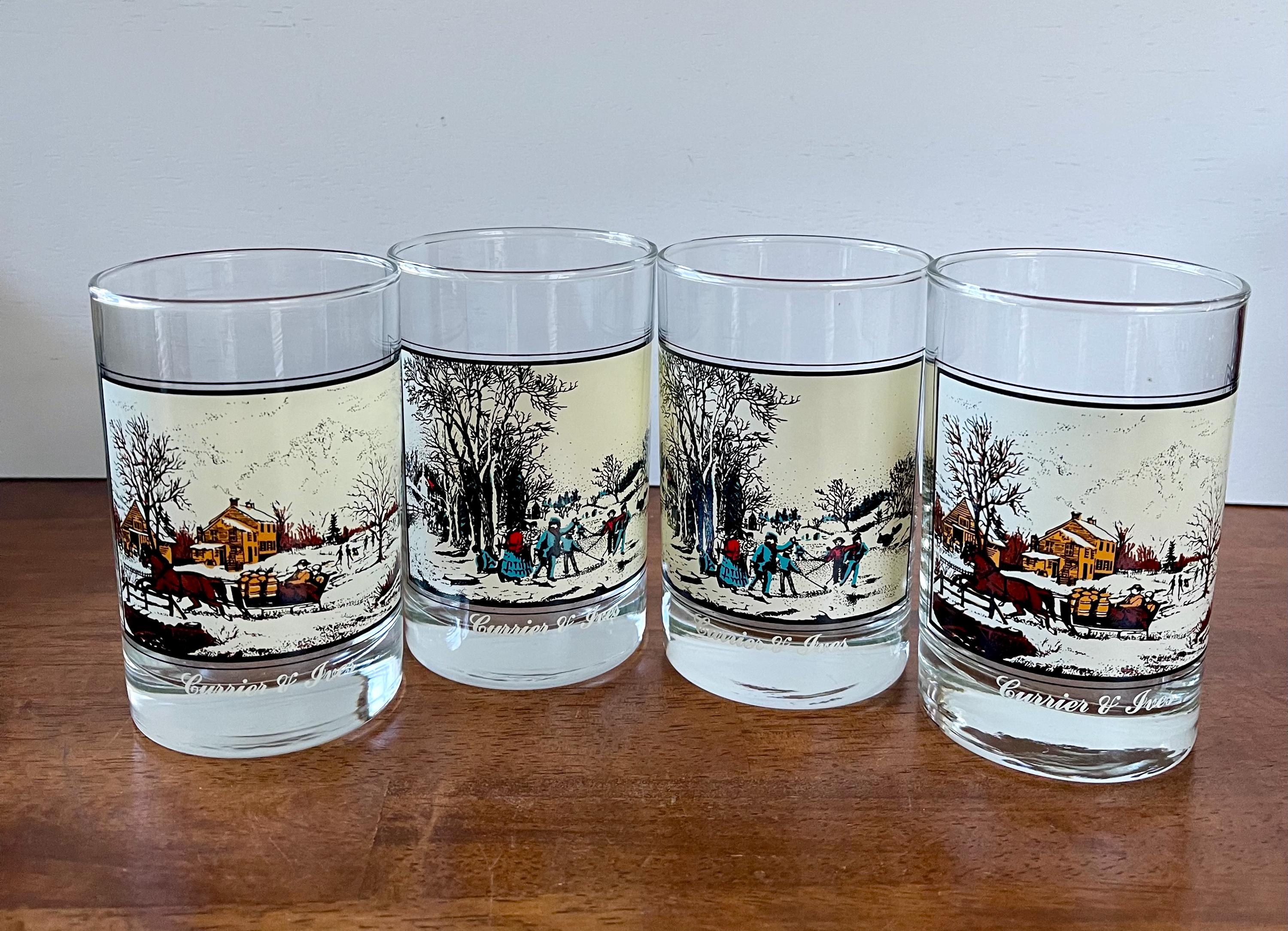Arby's Collector Glasses: Currier & Ives Winter Scenes, Set of 4