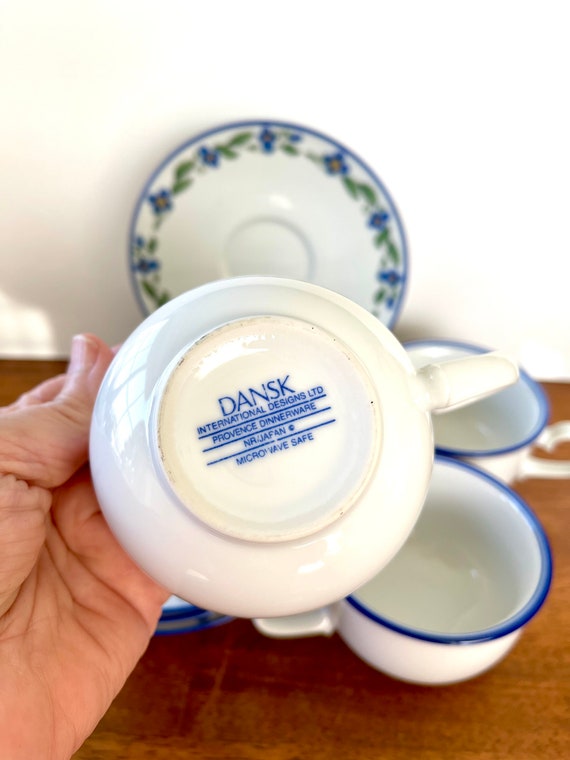 Dansk Provence Cups and Saucers Set: Blue Wildflower Dinnerware