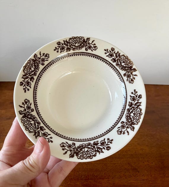 Royal China Jeannette Sussex Brown Transferware Ironstone Rim