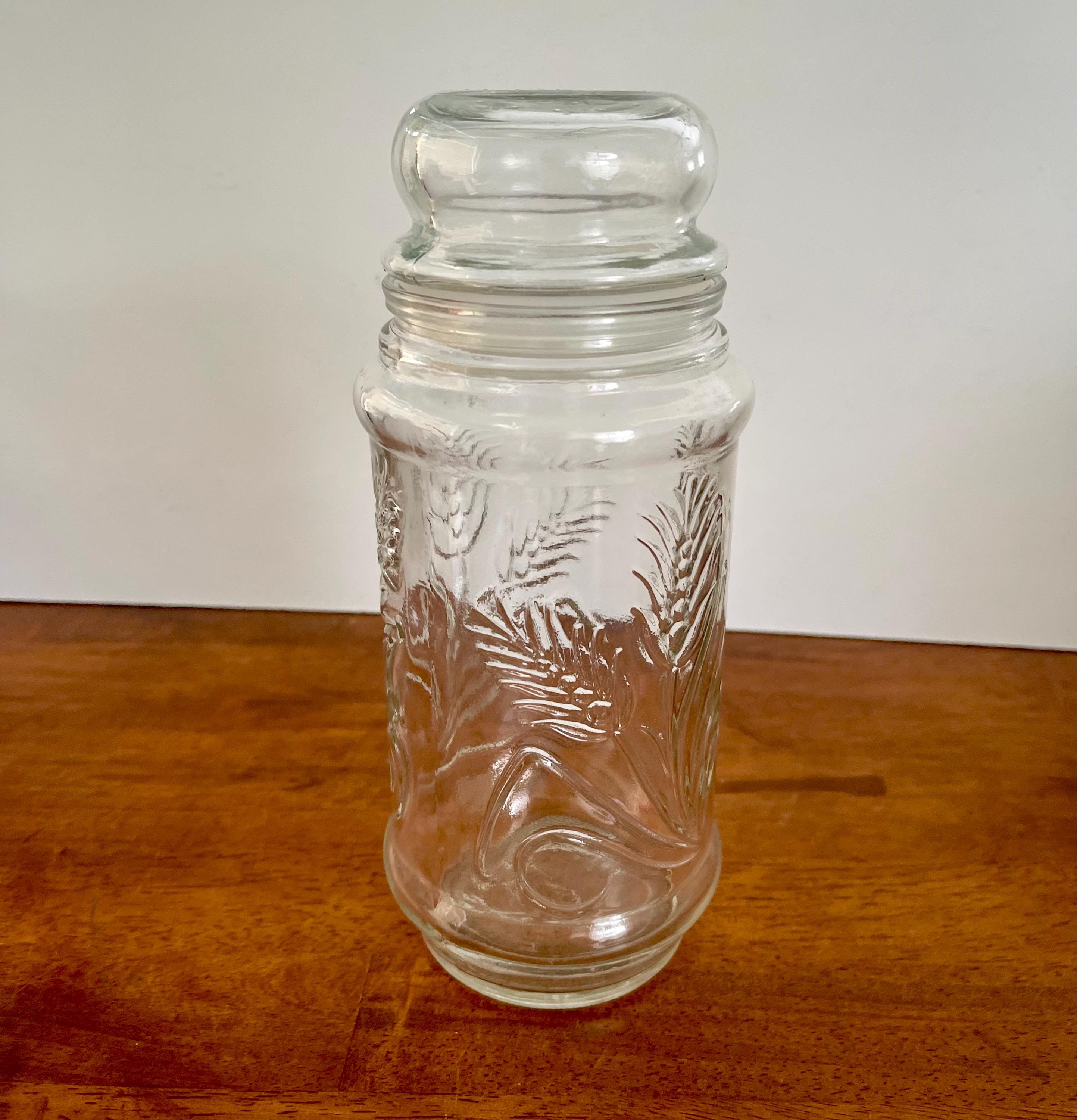 貴重！1982年　80'sミスターピーナッツ　ガラス保存容器アンカーホッキング社 1982 Planters Peanut Wheat Glass Jar by Anchor Hocking, Glass