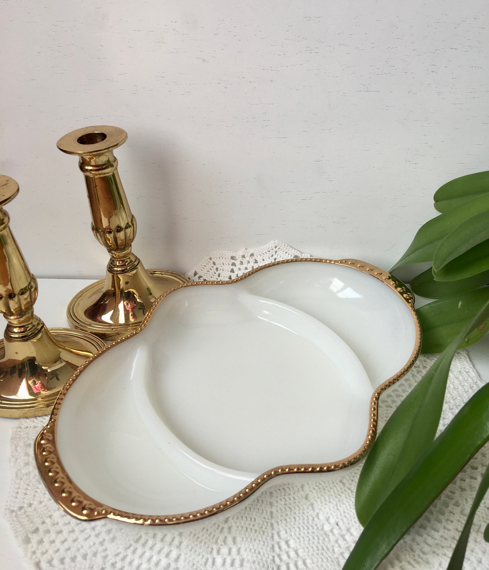 Milk Glass Fire King Divided Relish Dish Vintage Milk Glass Etsy