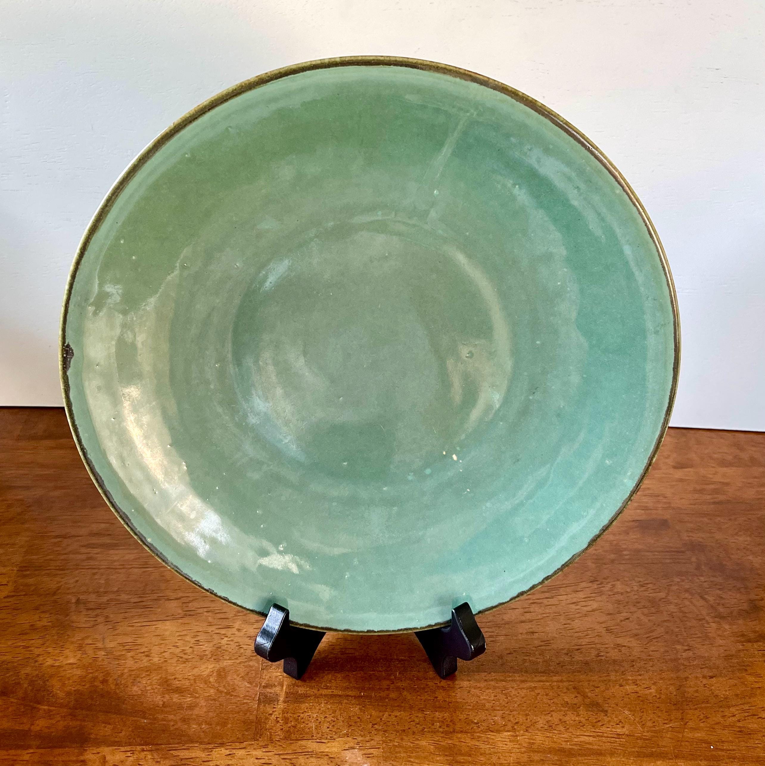 Mid Century Aqua Turquoise Pottery Plate: John B. Taylor Mid Century Aqua Turquoise Pottery Plate: John B. Taylor