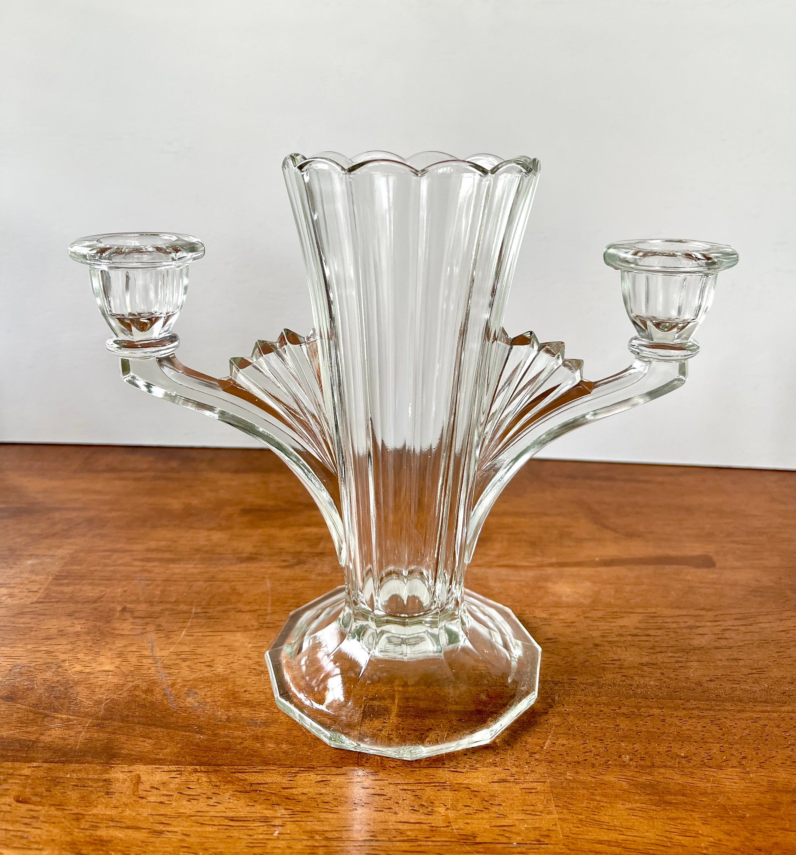 Vintage Jeanette Crystal Vase and Candle Holder Art Deco 1930 - Etsy
