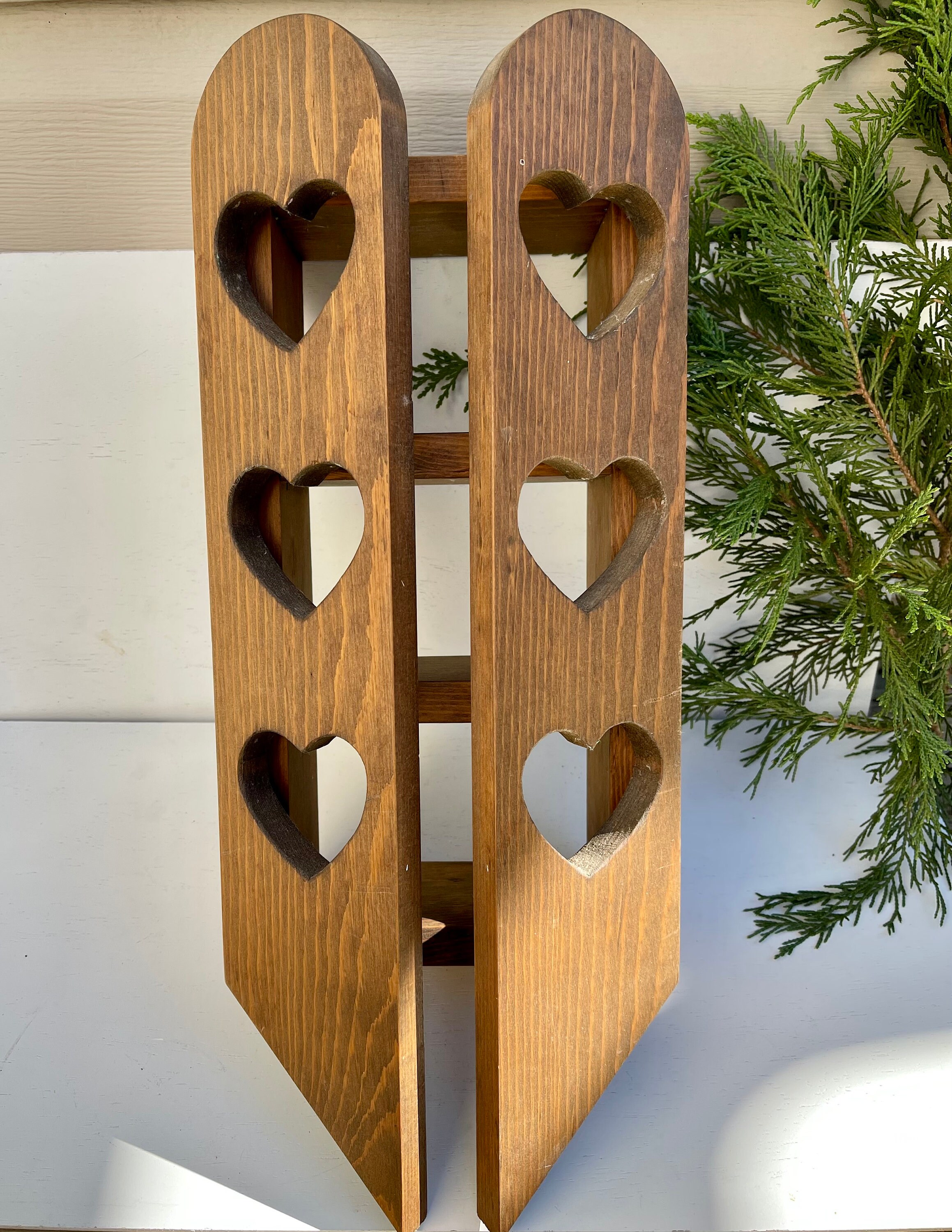Rustic Wooden Wall Hanging Hearts Shelf with DoorsVintage Etsy