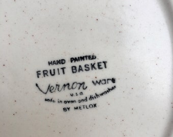 Metlox Poppytrail Vernon Ware Fruit Basket Dinner Plate - Vintage