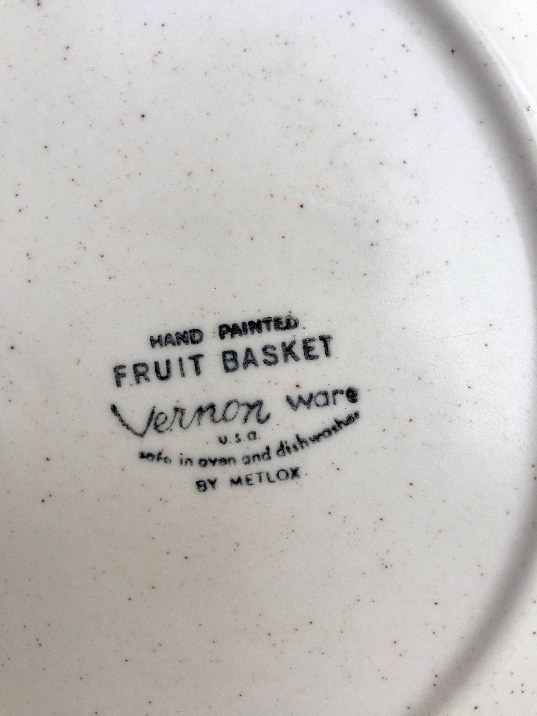 Metlox Poppytrail Vernon Ware Fruit Basket Dinner Plate - Vintage